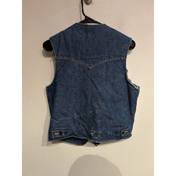 Vintage Lee Denim Storm Rider Denim Vest Mens Small 80s 90s Western Rodeo - Picture 6 of 11